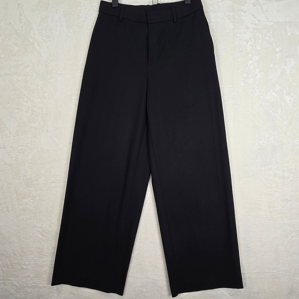 Uniqlo Black Wide Straight Leg Trousers Pants Womens Size S 479292 Workwear